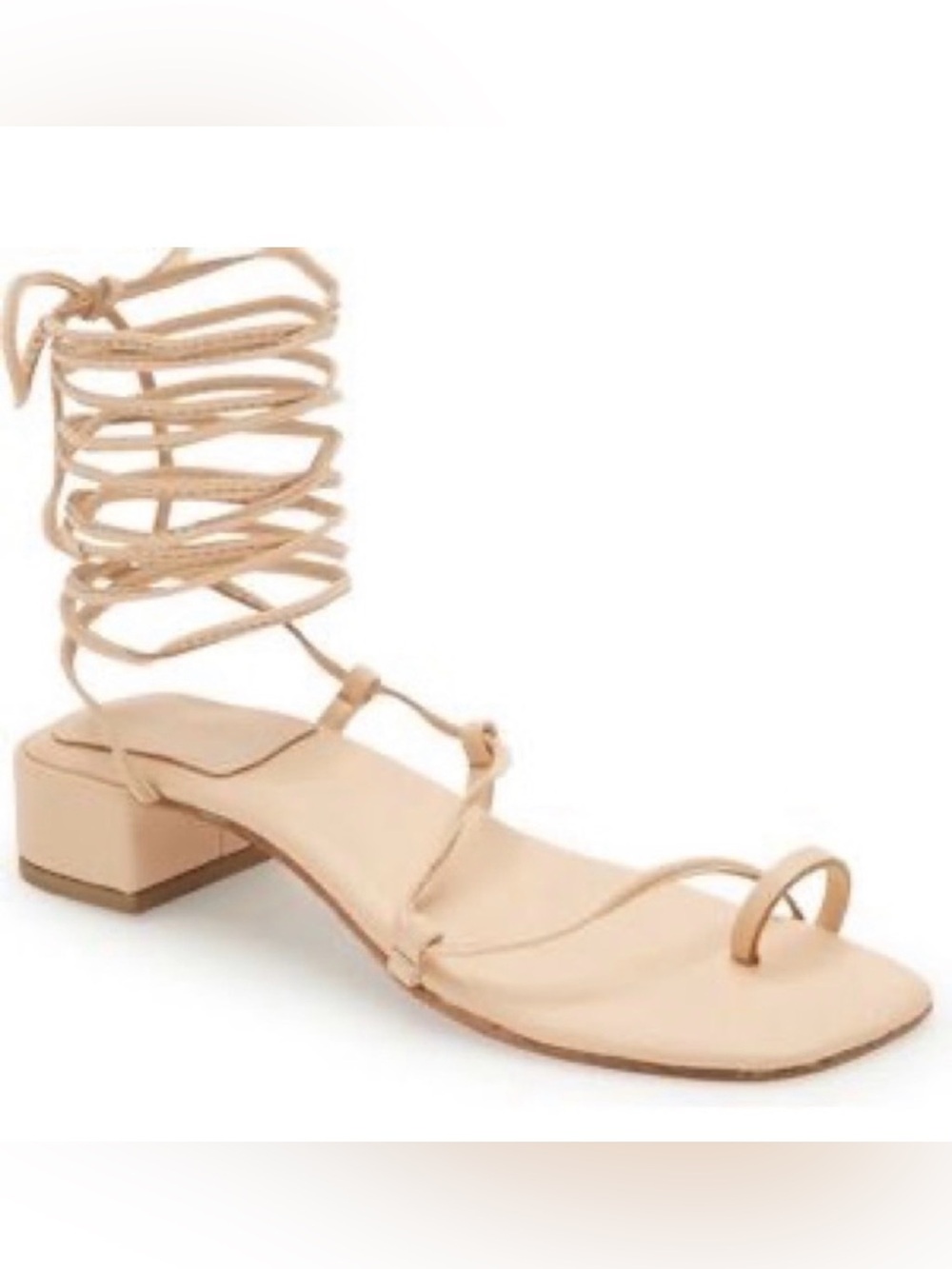 Jeffrey Campbell Nude Lace-Up Square-Toe Sandals